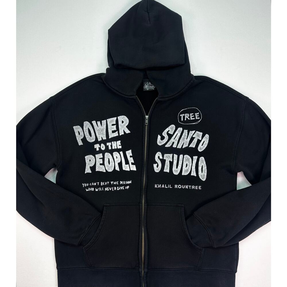Santo Studio Khalil Rountree “Power to the People” Graphic Zip Hoodie Size M - Picture 2 of 11